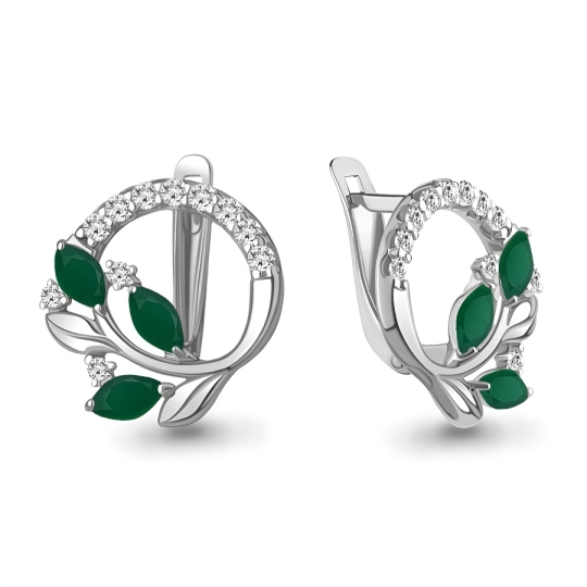 Серьги из серебра с гранатами и фианитами