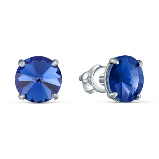 Серьги из серебра с черными фианитами