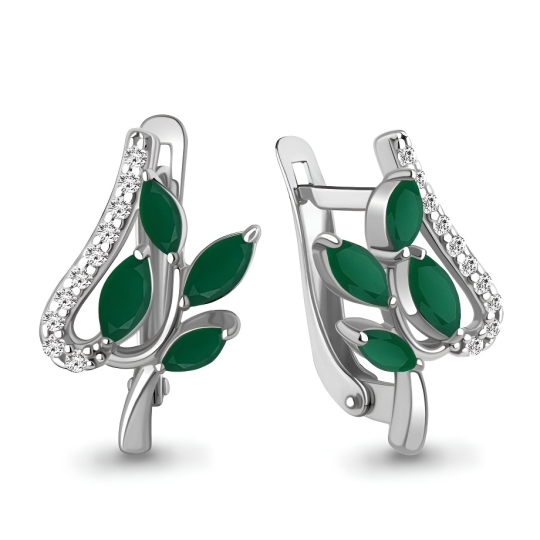 Серьги из серебра с гранатами и фианитами