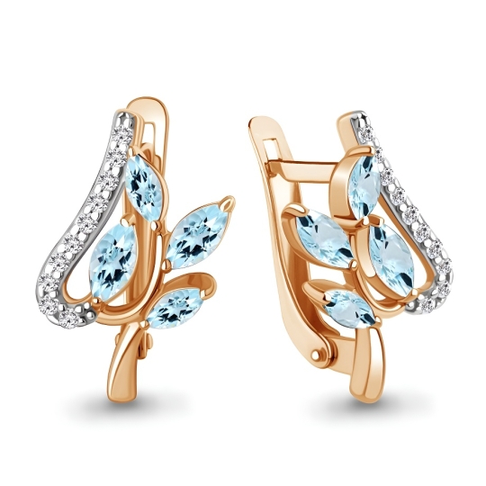 Серьги из серебра с эмалью и фианитами