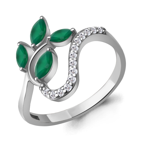 Серьги из серебра с агатами и фианитами