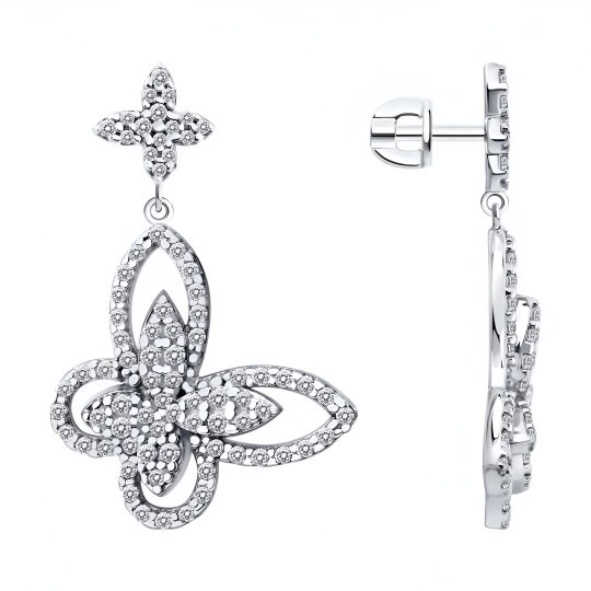 Серьги из серебра с цитринами
