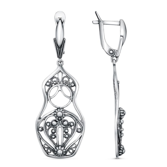 Серьги из серебра с фианитами 