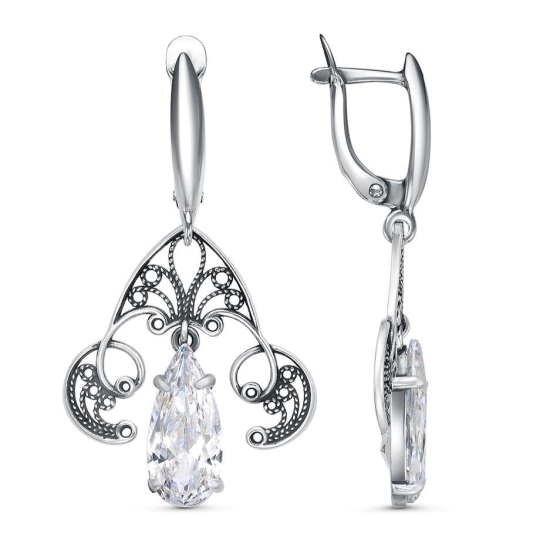 Одиночная серьга из серебра