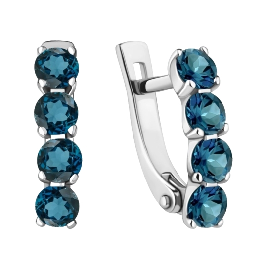 Серьги из серебра с черными фианитами 