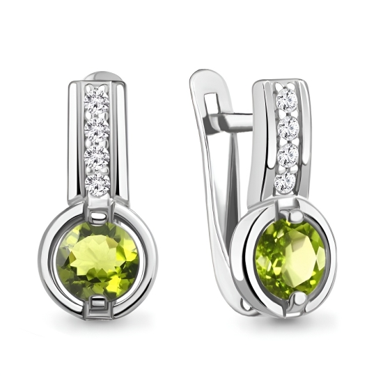 Серьги из серебра с султанитами и фианитами