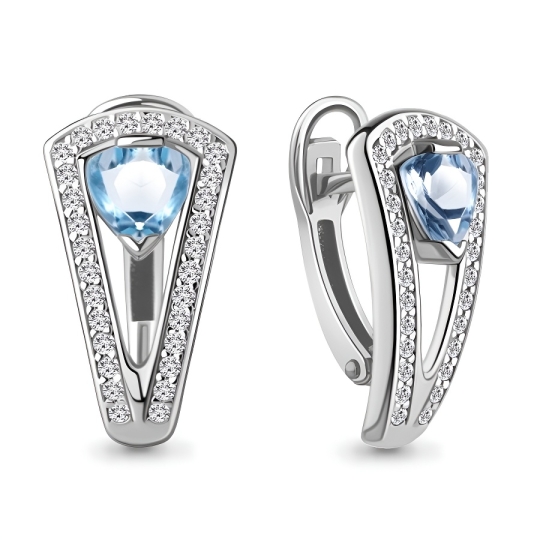 Серьги из серебра с ювелирными кристаллами