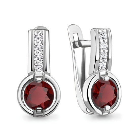 Серьги из серебра с султанитами и фианитами