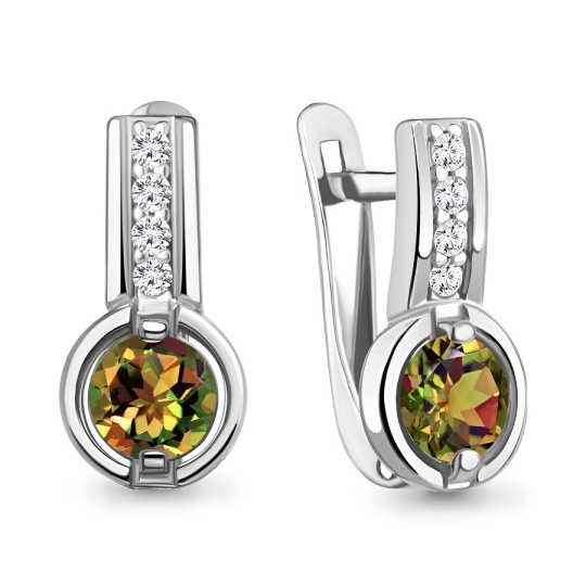 Серьги из серебра с фианитами