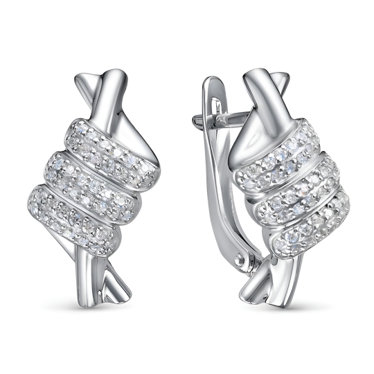 Серьги из серебра с фианитами