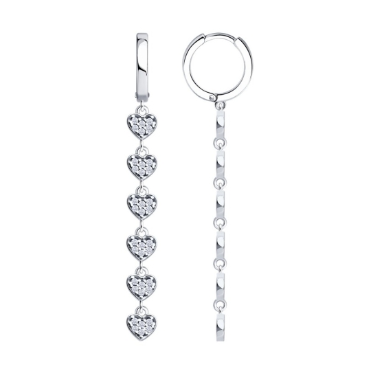 Серьги из серебра с фианитами