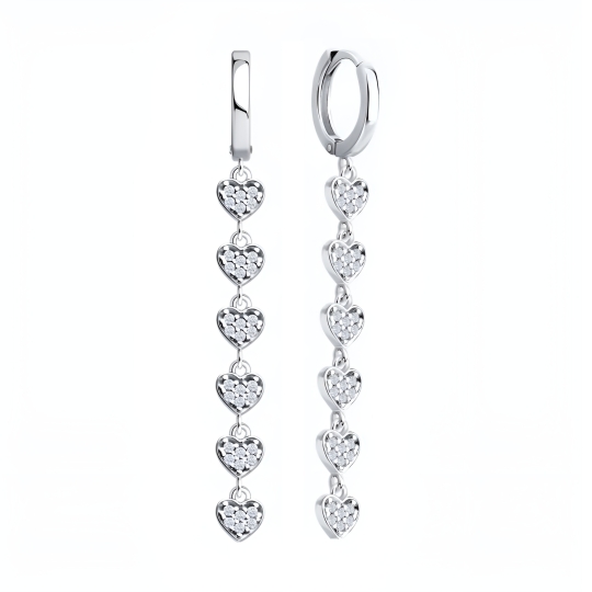 Серьги из серебра с фианитами