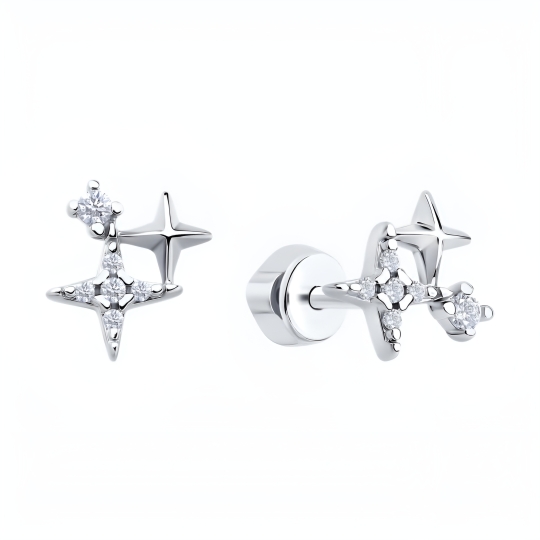 Серьги из серебра с фианитами