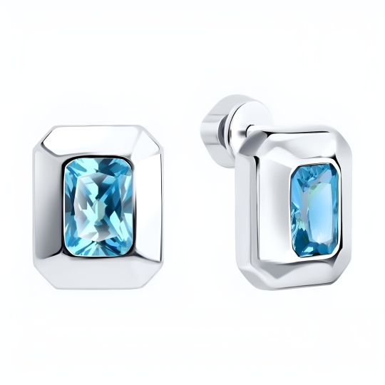 Серьги из серебра с фианитами