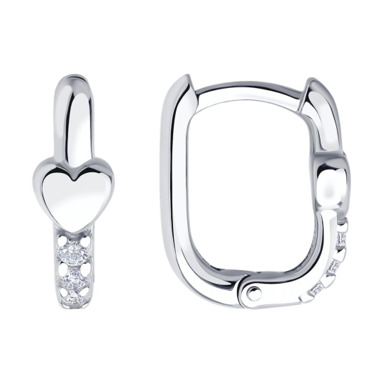 Серьги из серебра с гранатами и фианитами