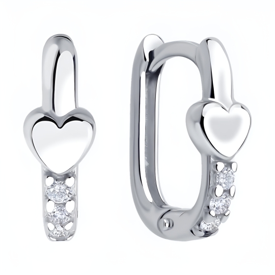 Серьги из серебра с гранатами и фианитами