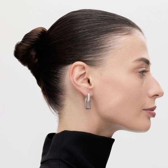 Серьги из серебра с фианитами