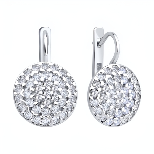 Серьги из серебра с фианитами