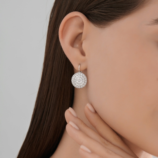 Серьги из серебра с фианитами