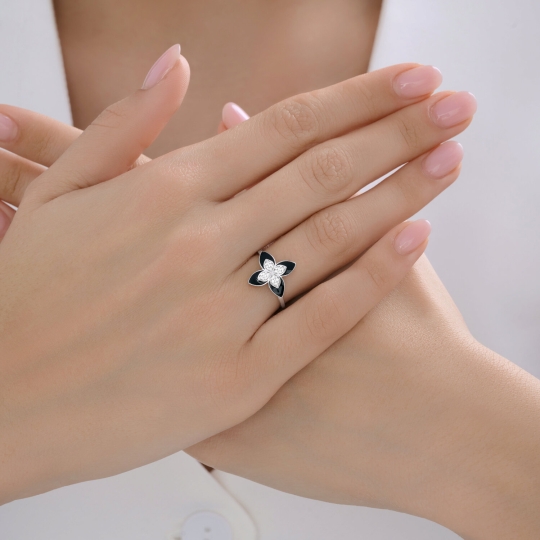 Серьги из серебра с эмалью и фианитами