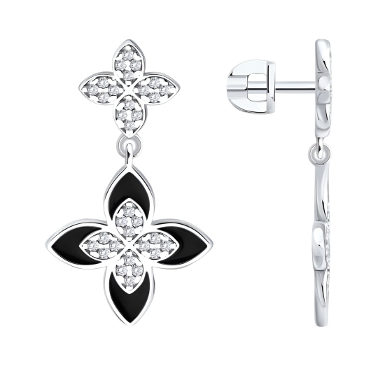 Серьги из серебра с фианитами