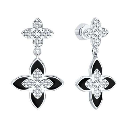 Серьги из серебра с фианитами