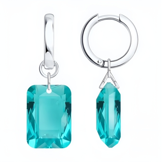 Серьги из серебра с фианитами
