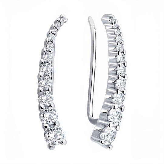Серьги из серебра с фианитами 