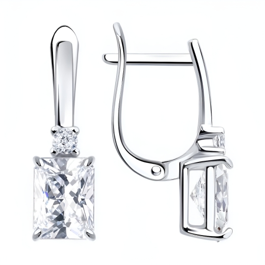 Серьги из серебра с фианитами