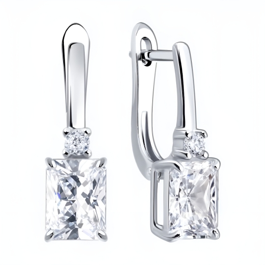 Серьги из серебра с фианитами