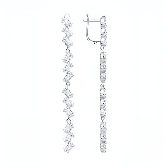 Серьги из серебра с фианитами