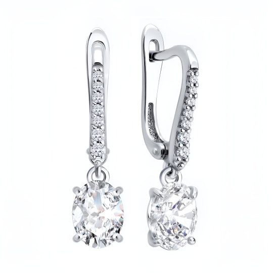 Серьги из серебра с фианитами