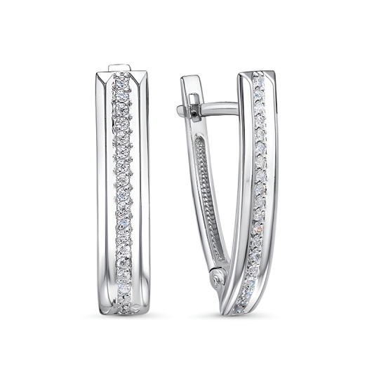Серьги из серебра с фианитами