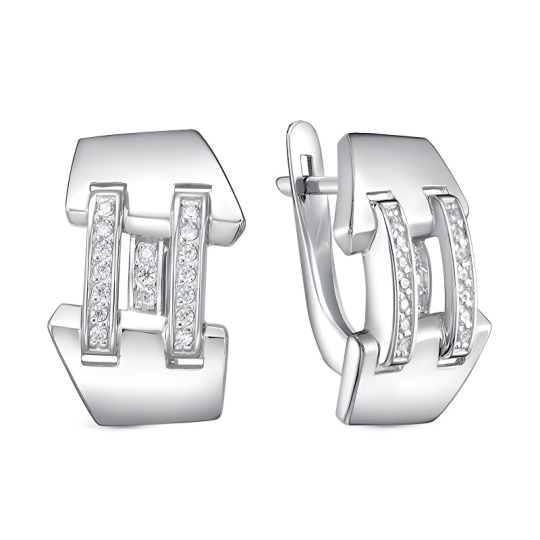 Серьги из серебра с фианитами