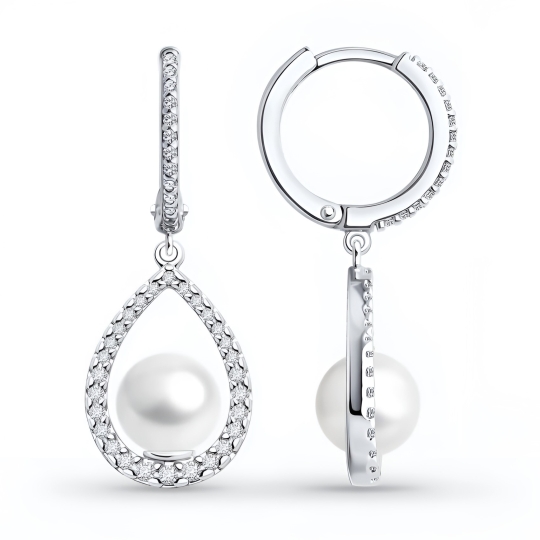 Серьги из серебра с фианитом
