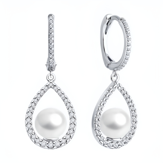Серьги из серебра с фианитом