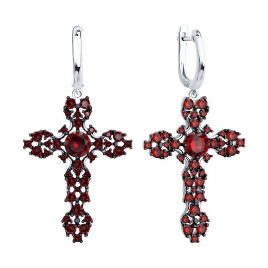 Серьги из серебра с фианитами