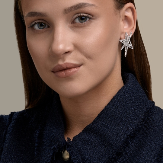 Серьги из серебра с эмалью и фианитами