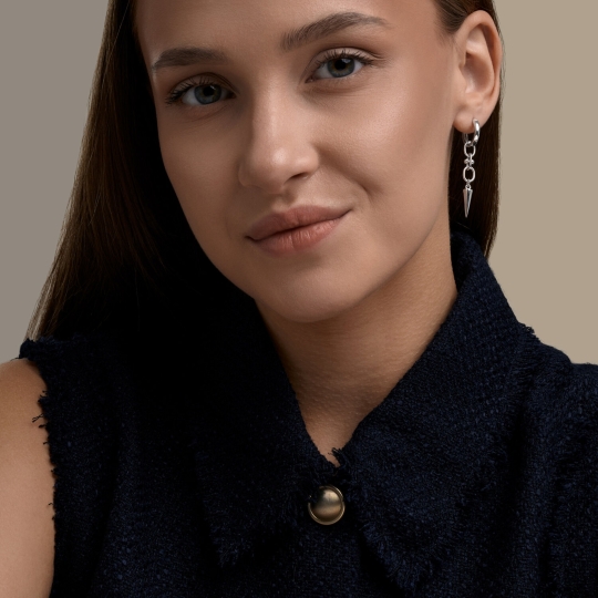 Серьги из серебра с аметистами и фианитами