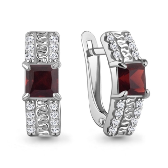 Серьги из серебра с аметистами и фианитами