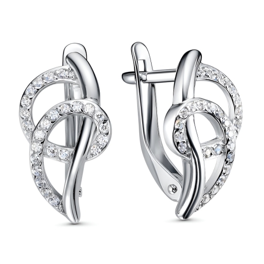 Серьги из серебра с фианитами