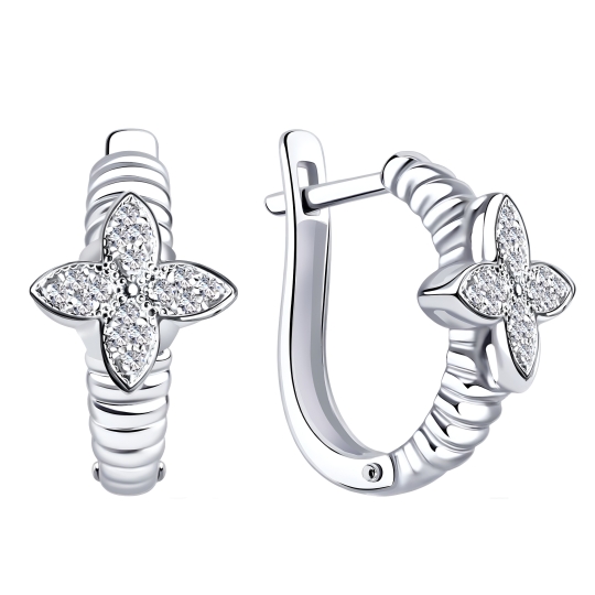 Серьги из серебра с ювелирными кристаллами
