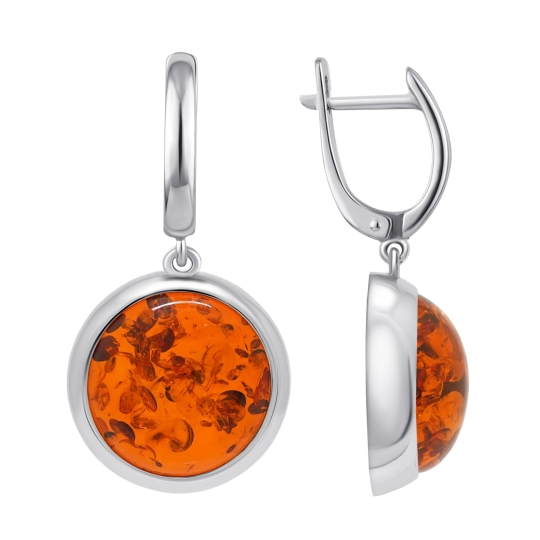Серьги из серебра с янтарем