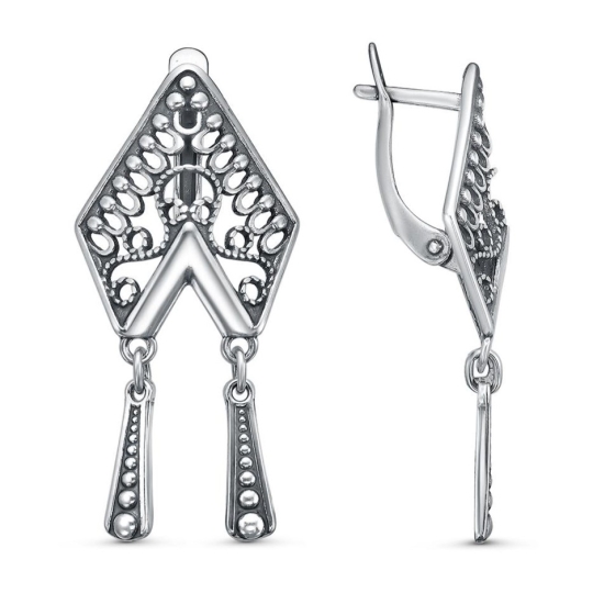 Серьги-кольца из серебра с фианитами