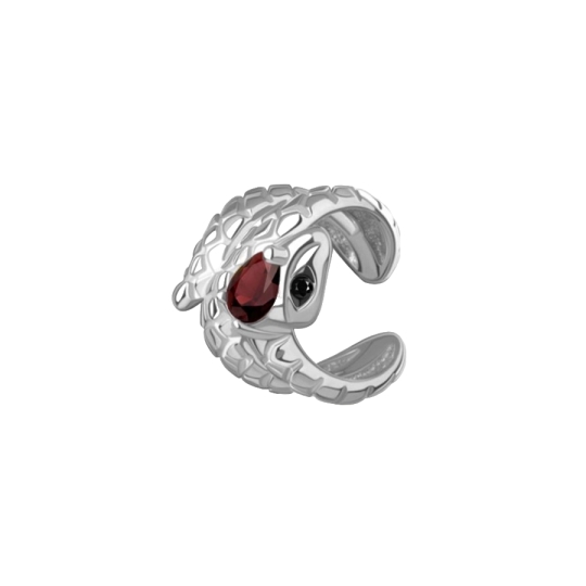 Серьга-кафф из серебра с агатом и ювелирными кристаллами