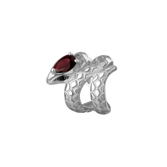 Серьга-кафф из серебра с агатом и ювелирными кристаллами
