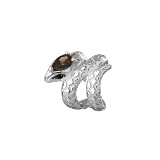 Серьга-кафф из серебра с агатом и ювелирными кристаллами