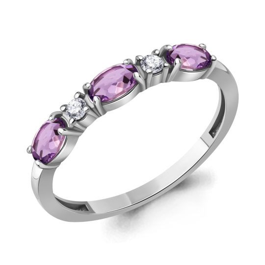 Серьги из серебра с аметистами и фианитами