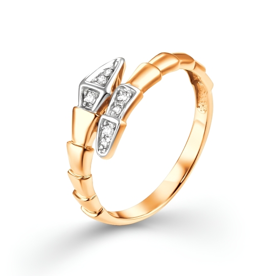 Кольцо из золота с фианитом Swarovski Zirconia и фианитами