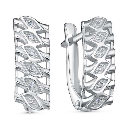 Серьги из серебра с фианитами